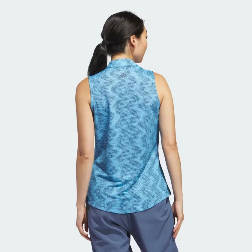 New Adidas Ultimate365 Ottoman Printed Sleeveless Polo Shirt MSP $65