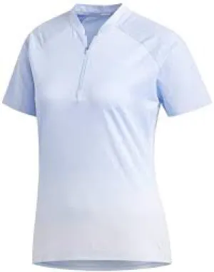 NEW Adidas Women's 1/4 Zip Heather Light Blue Short Sleeve Golf Size XL MSP$65