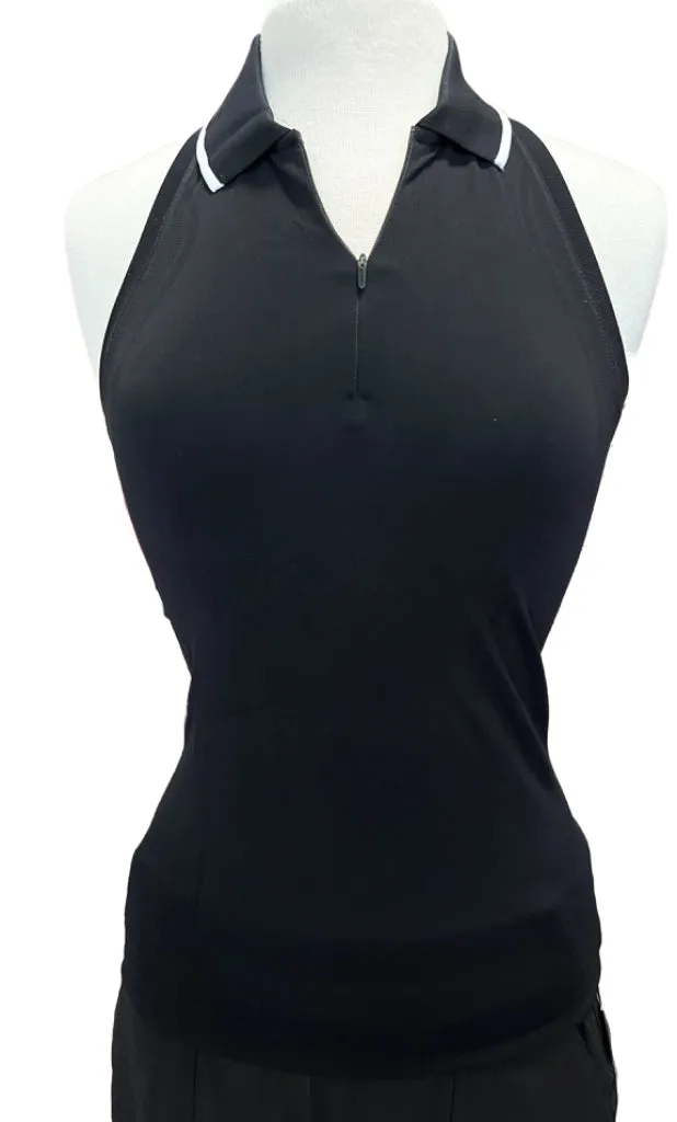 New Athleta Black Momentum Sleeveless Golf Polo MSP$79