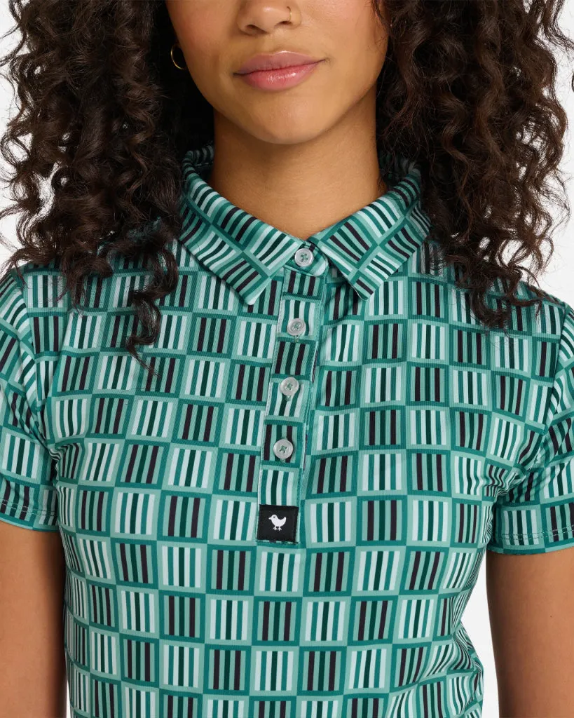 New Bad Birdie Green's In Reg Short Sleeve Women's Golf Polo