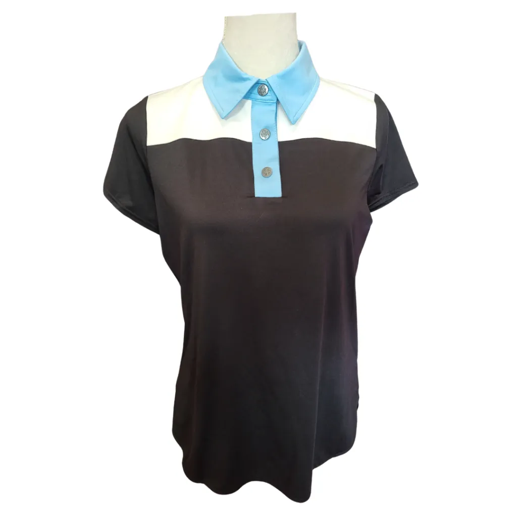 New Belyn Key Black & White Colorblock Polo w/ Light Blue collar Size S MSP$112