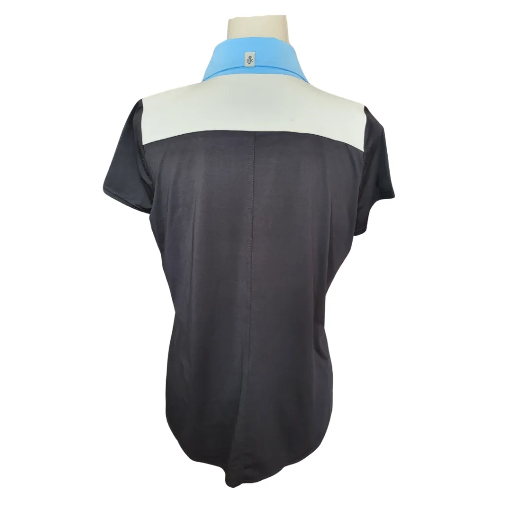New Belyn Key Black & White Colorblock Polo w/ Light Blue collar Size S MSP$112