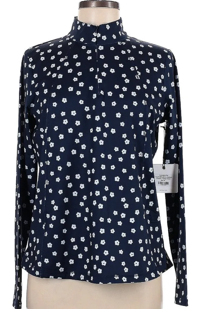 New Belyn Key Glacier Long Sleeve Floral Toss Print Pullover Size M MSP$136