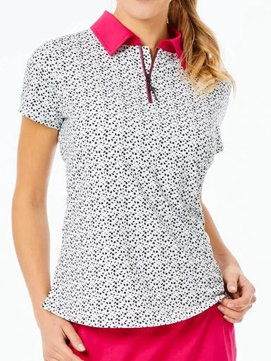 New Belyn Key Keystone Short Sleeve White Pebble Print Size XS. MSP$