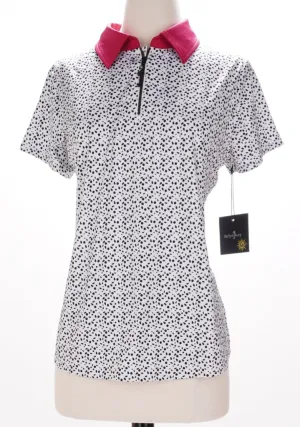 New Belyn Key Keystone Short Sleeve White Pebble Print Size XS. MSP$