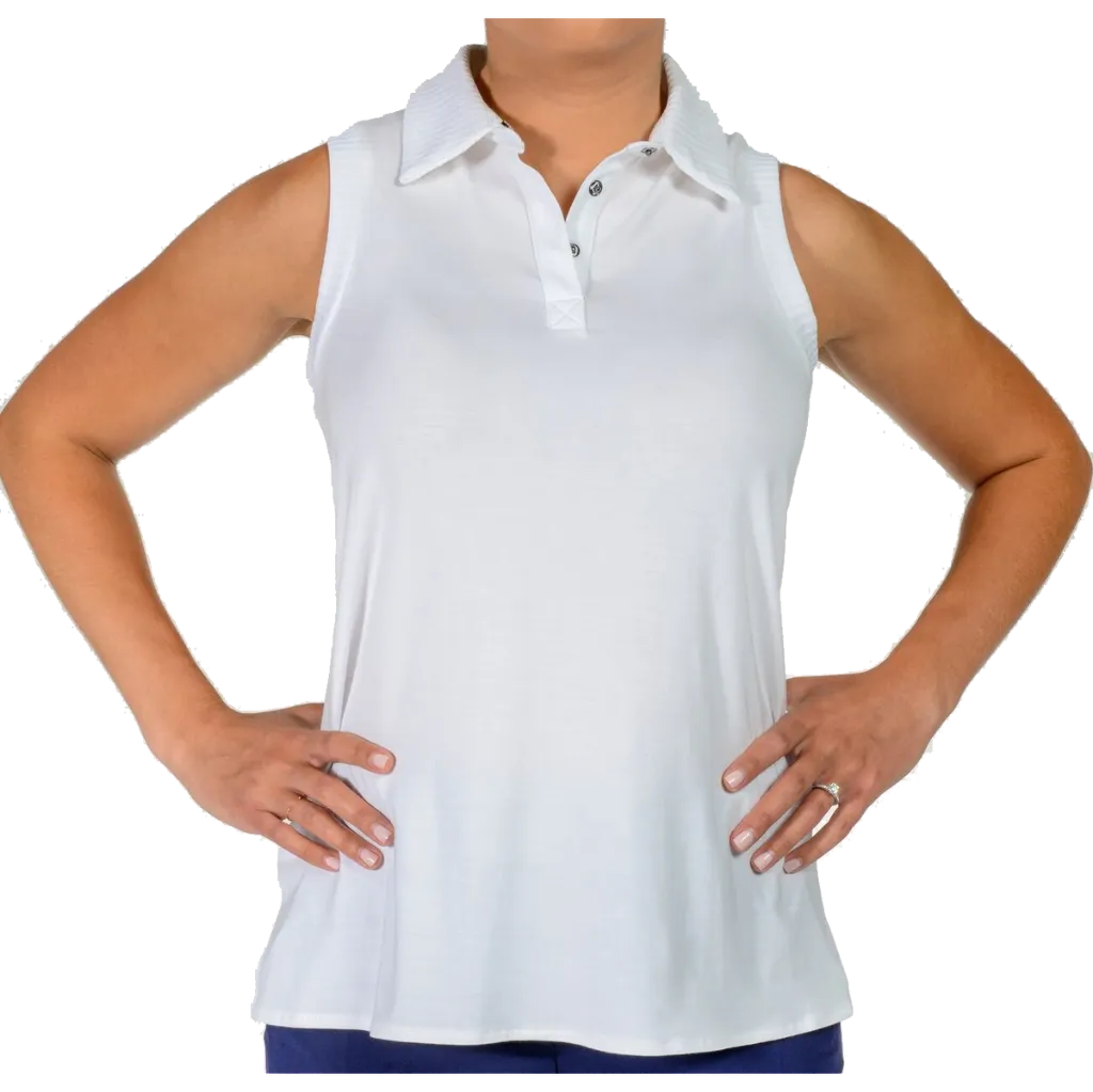 New Belyn Key Rib Trim Sleeveless Polo Size M MSP$88
