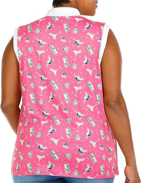 New Coral Bay Golf Cocktail Print Sleeveless Polo Top Size XL MSP $26