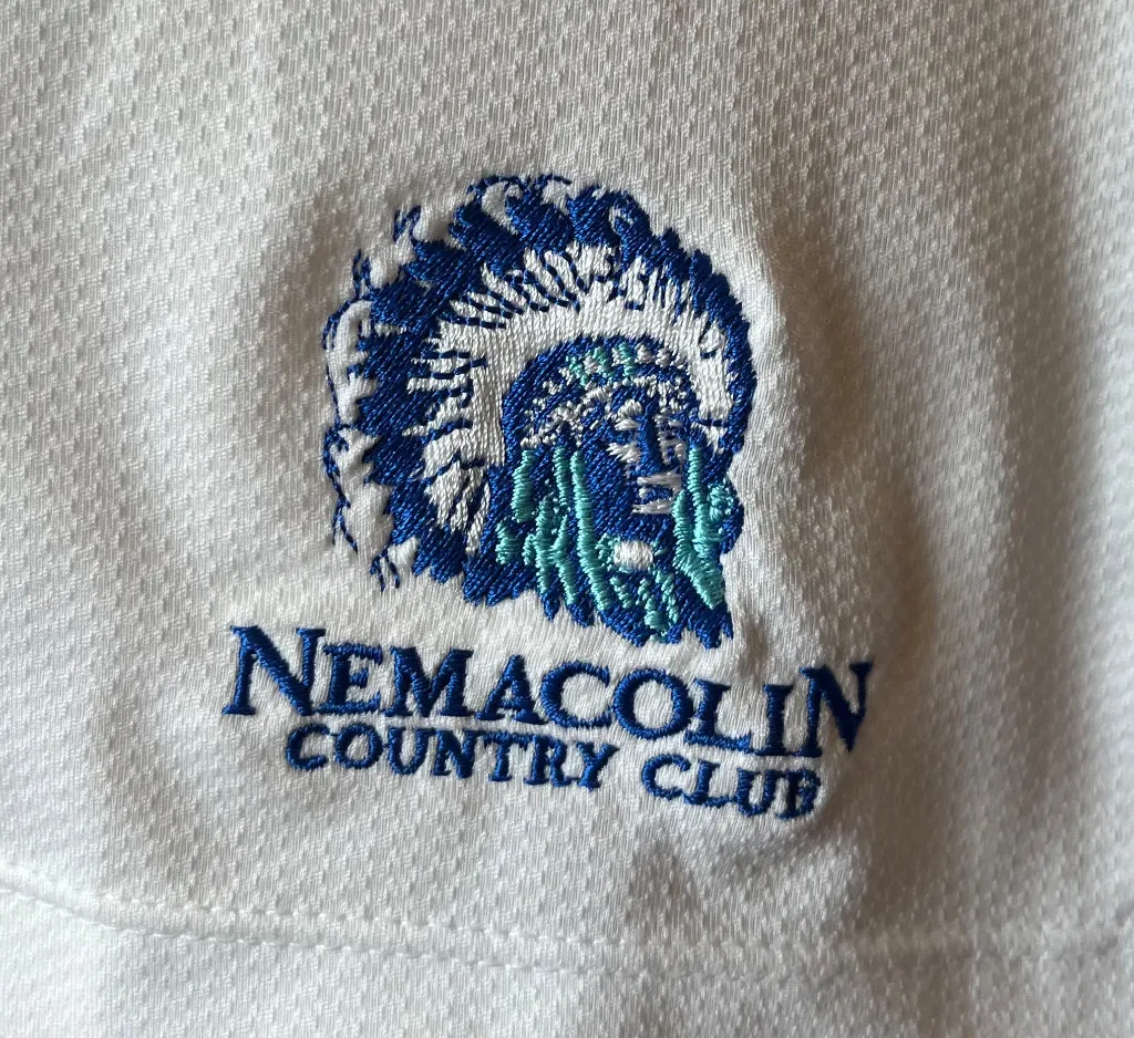 New EP New York Sleeveless Zip Mock White/Blue Golf Polo w/ Logo Size S MSP$75