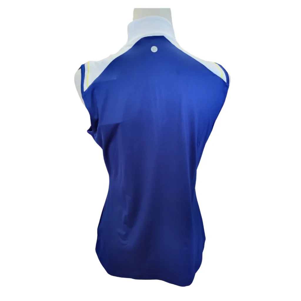 New EP NY Navy, White & Yellow 1/4 Zip Sleeveless Mock Golf Polo Size M MSP $89