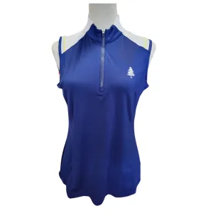 New EP NY Navy, White & Yellow 1/4 Zip Sleeveless Mock Golf Polo Size M MSP $89