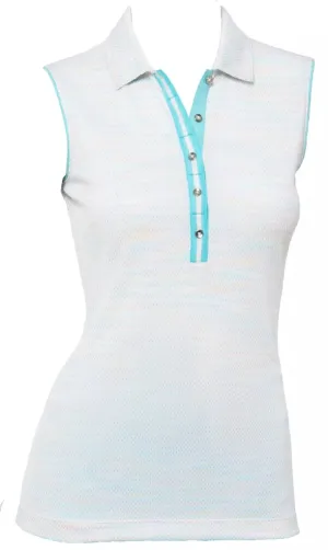 New EP NY Sleeveless Space Dye Polo in White/Multi  Size L  MSP$73