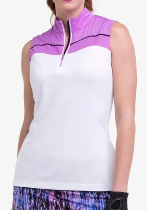 New EP NY Women's White & Purple Sleeveless Golf Polo Size XXL MSP$80