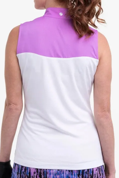 New EP NY Women's White & Purple Sleeveless Golf Polo Size XXL MSP$80