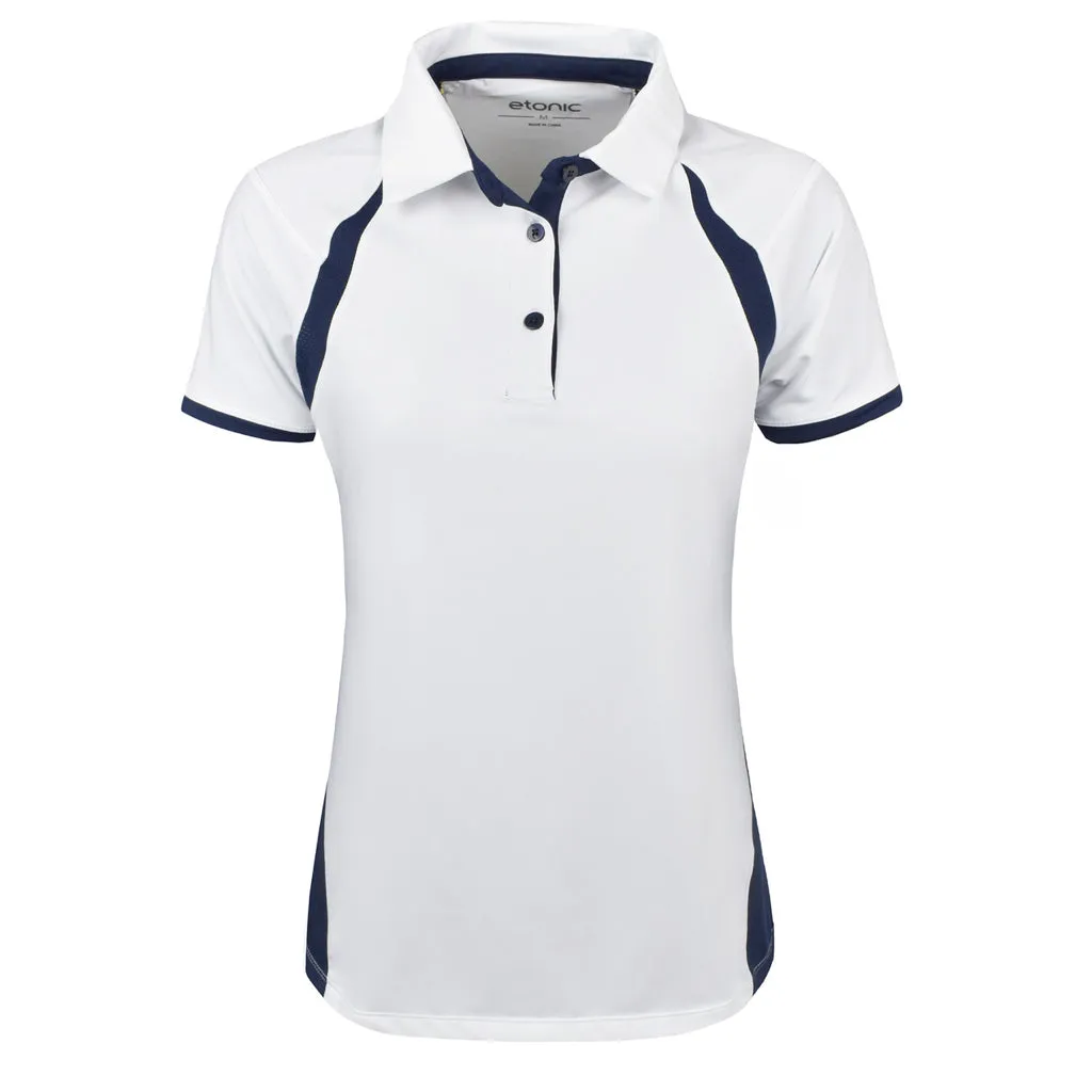 NEW Etonic Women's 3 Button White Short Sleeve Polo w/Navy Accents Size XXL