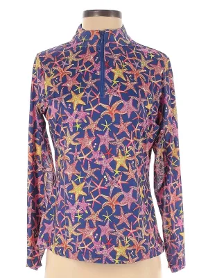 New Gottex Navy Starfish Long Sleeve Sun Shirt Size S