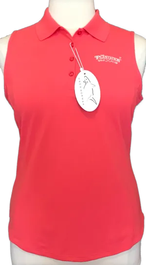 New Greg Norman Coral Sleeveless Polo with Logo Size L MSP $39