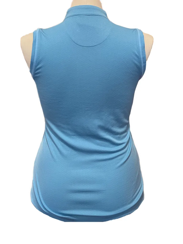 New Greg Norman Women's Blue Zip Mock Sleeveless Golf Polo Size M MSP$65