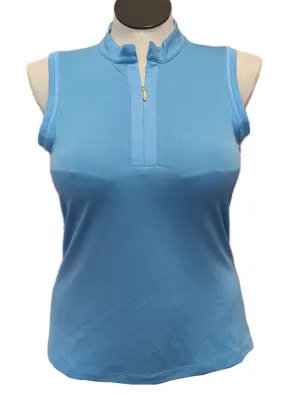 New Greg Norman Women's Blue Zip Mock Sleeveless Golf Polo Size M MSP$65