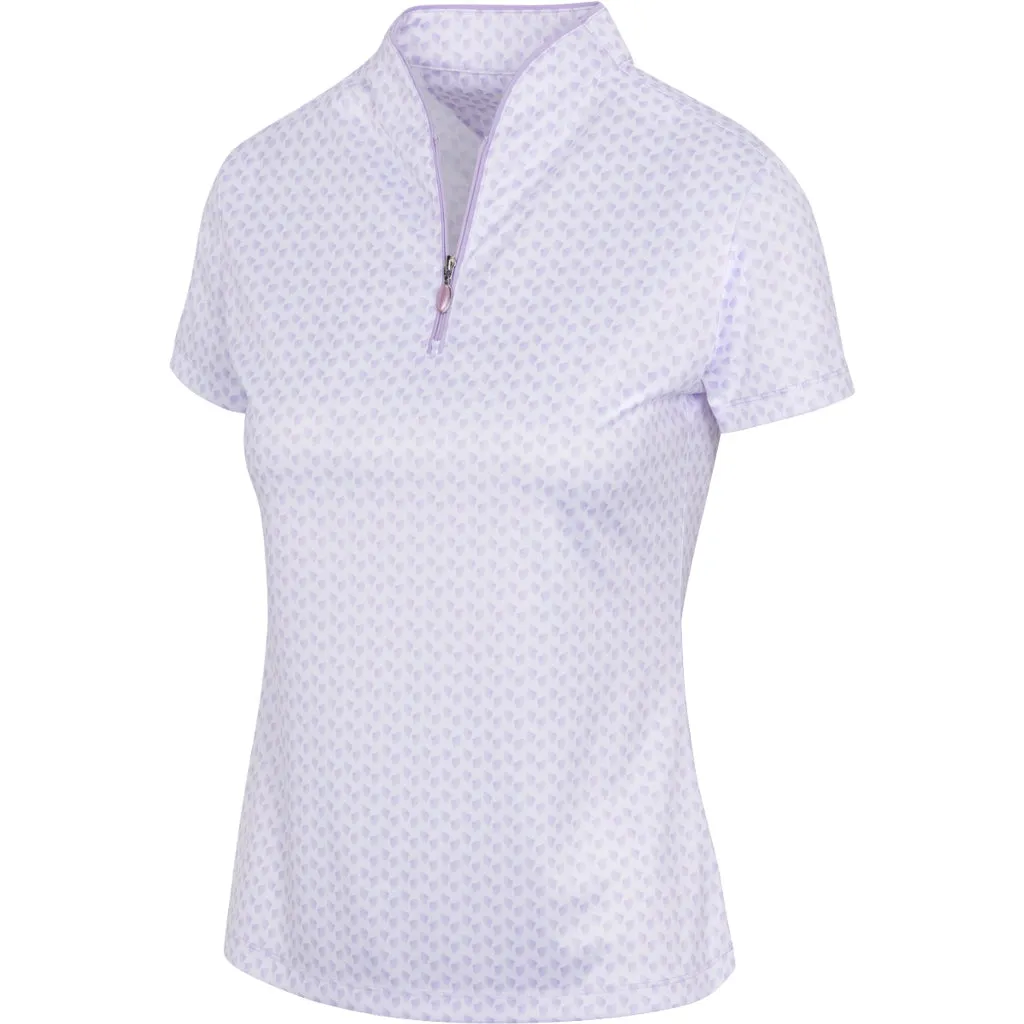 New Greg Norman Women's Microlux Fan Print Golf Polo MSP$69