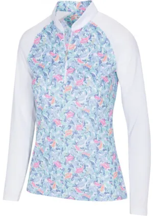 New Greg Norman Women's Solar XP Paisley Print LS Golf Top - MSP$79.95