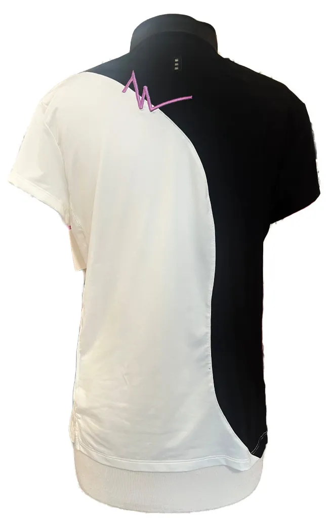 New Jamie Sadock Women's Black & White Short Sleeve Golf Top Size L MSP$89