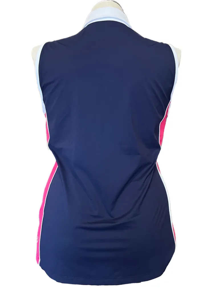 New Kinona Navy, Pink & White Sleeveless Women's Golf Top Size XL MSP$114