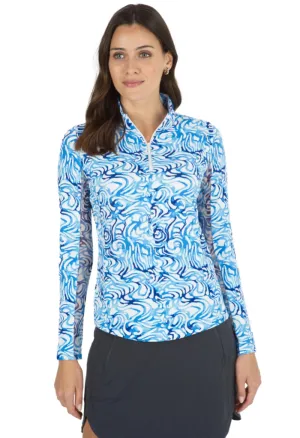 New Kinsley Print Long Sleeve Mock Neck Golf Top MSP$100