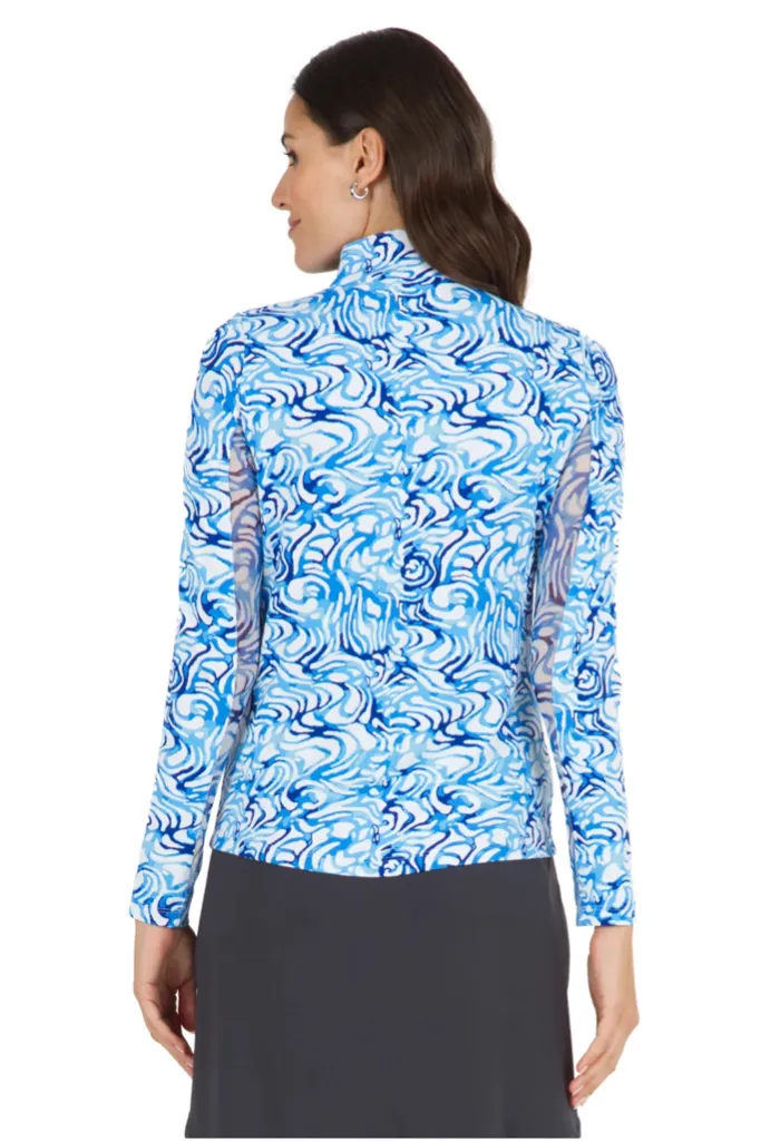 New Kinsley Print Long Sleeve Mock Neck Golf Top MSP$100