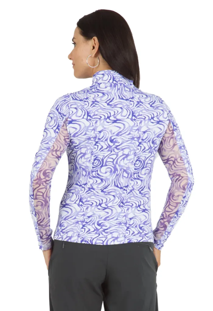 New Kinsley Print Long Sleeve Mock Neck Golf Top MSP$100