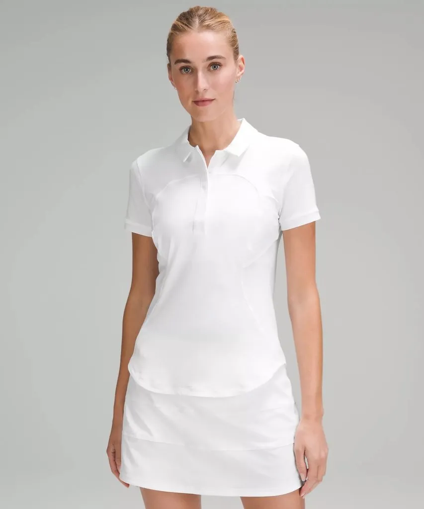 New Lululemon White Quick Drying Short Sleeve Polo Size 12 MSP$78