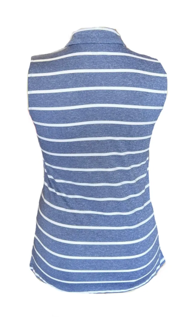 New Nike Light Blue & White Striped Sleeveless Women's Golf Top Size L MSP$50