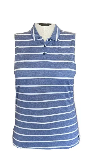 New Nike Light Blue & White Striped Sleeveless Women's Golf Top Size L MSP$50