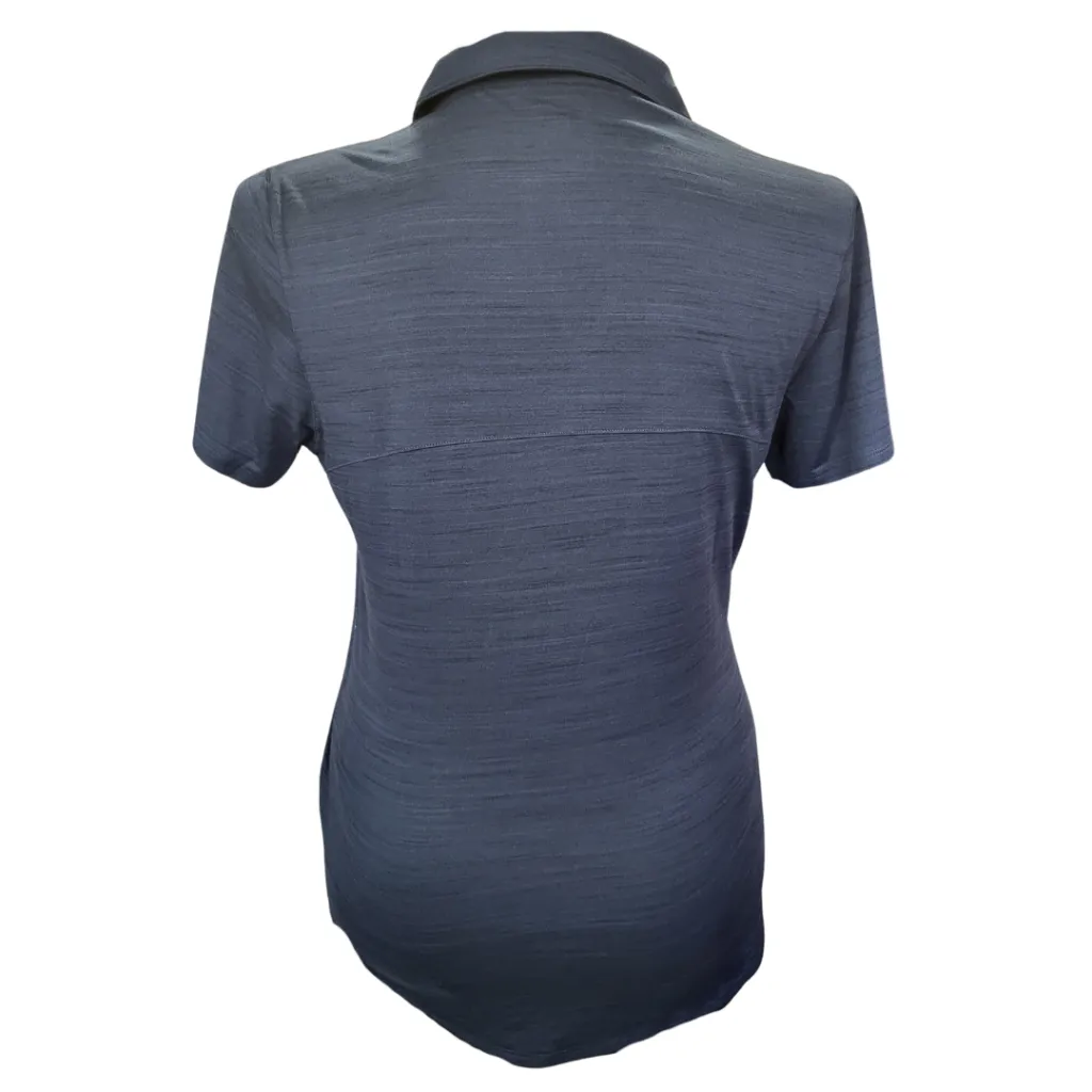 New Puma Women's V-neck Heather Navy Golf Polo Size L w/ Logo MSP$60