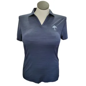 New Puma Women's V-neck Heather Navy Golf Polo Size L w/ Logo MSP$60
