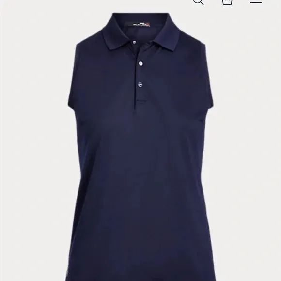 New RLX by Ralph Lauren Solid Navy Sleeveless Golf Polo Size S MSP $88