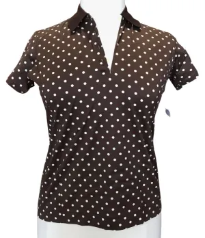 New Sport Haley Brown Polka Dot Golf Polo Size L MSP$79