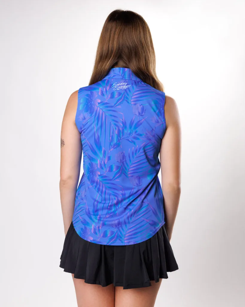 New Sunday Swagger Blue Lagoon Sleeveless Women's Golf Polo