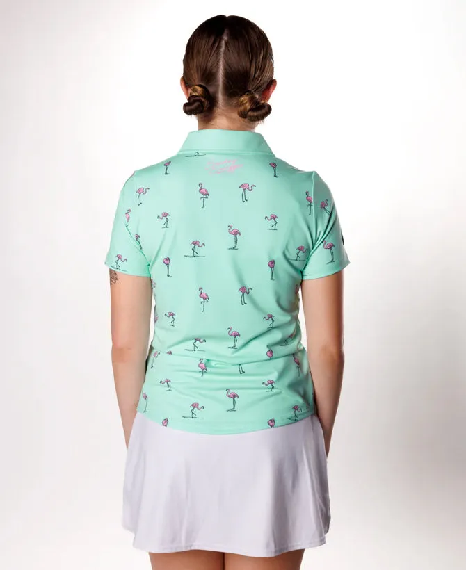 New Sunday Swagger Green Tipsy Short Sleeve Women's Golf Polo