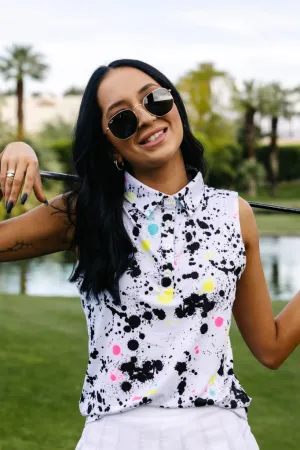 New Sunday Swagger Splatter Sleeveless Golf Polo