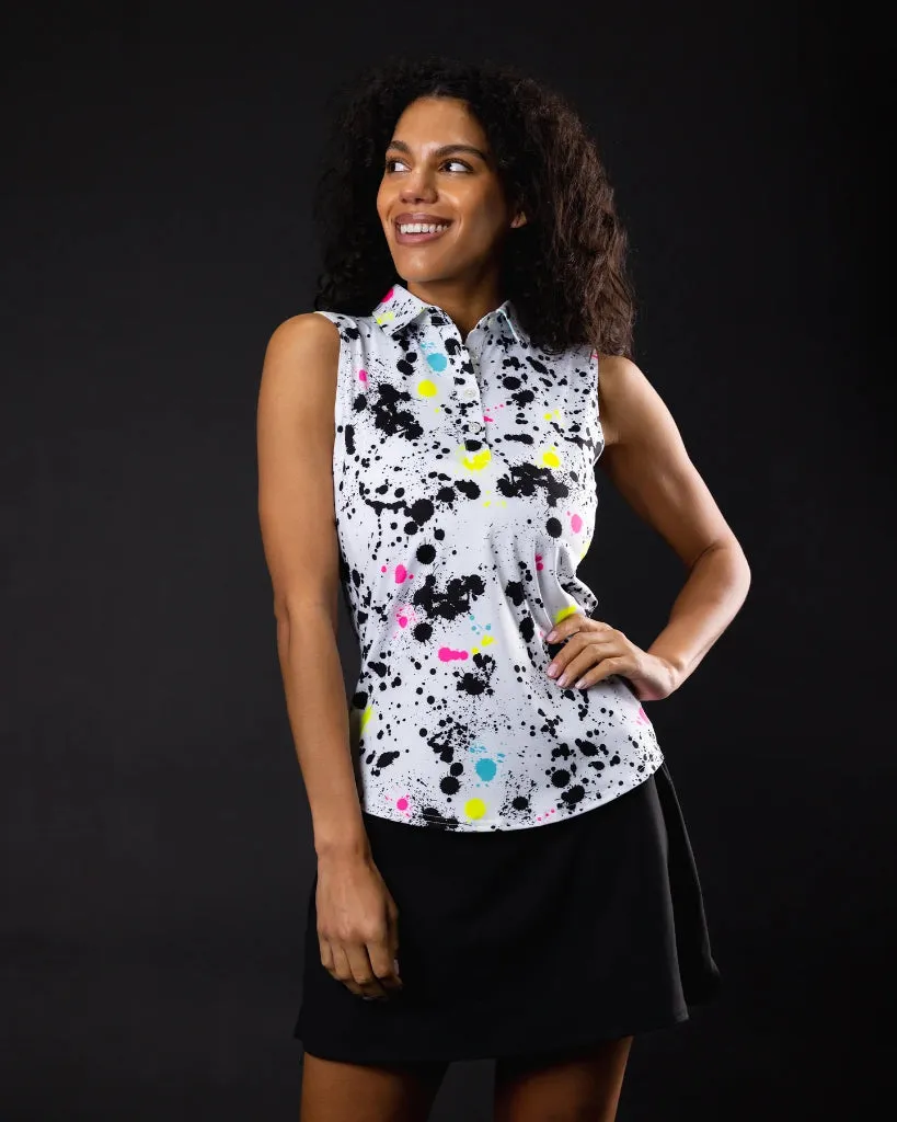 New Sunday Swagger Splatter Sleeveless Golf Polo