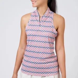 New Swannies Women's Madelyn Racerback Golf Polo- Peach