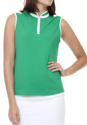 New Swing Control Green Sleeveless Pique Golf Polo w/ White Trim MSP$80