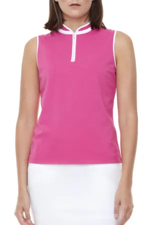 New Swing Control Pink (Bubblegum) Sleeveless Pique Golf Polo w/ White Trim Size XL MSP$80