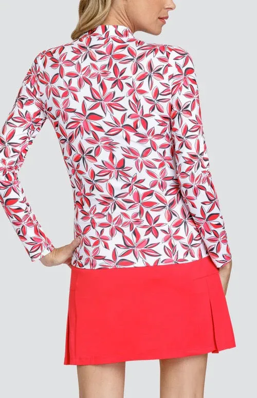 New Tail Activewear Long Sleeve Mini Mock Golf Top Starflower