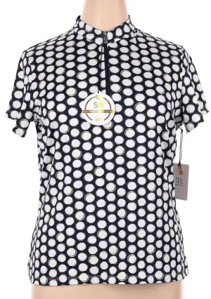 New Tail White Label Short Sleeve Zip Mock Polo  Navy/White Size XL MSP$60