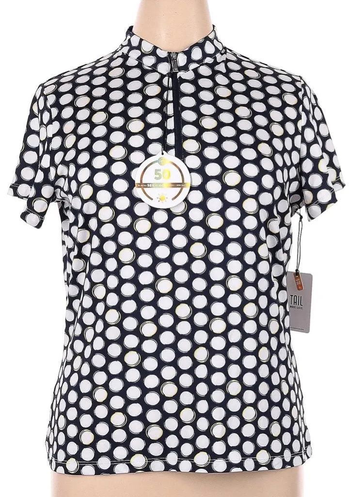 New Tail White Label Short Sleeve Zip Mock Polo  Navy/White Size XL MSP$60