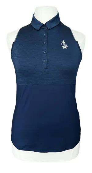 New Under Armour Navy Heather Sleeveless Polo with Logo Size L MSP$60