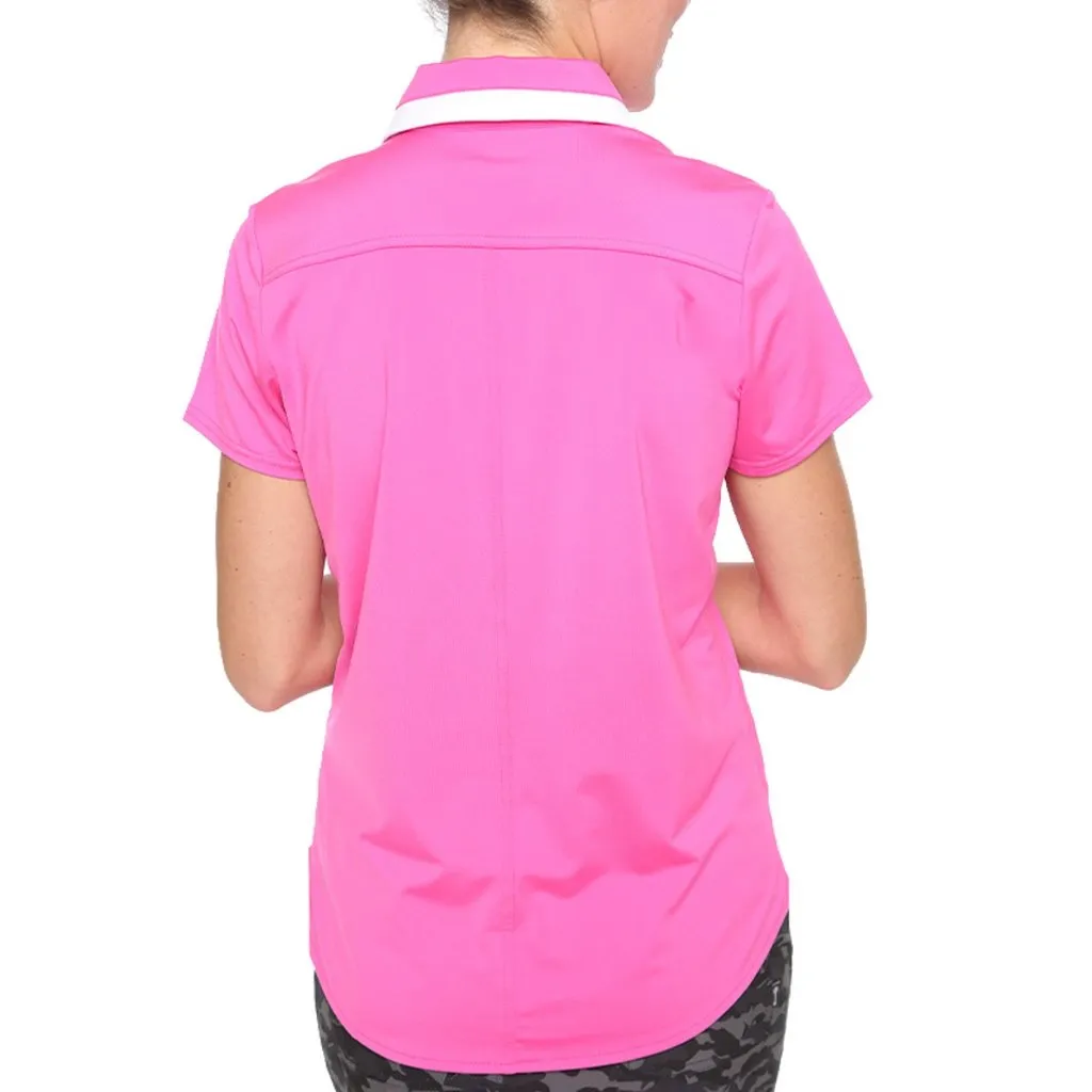 New Women's Belyn Key Hot Pink Birdie Cap Sleeve Golf Polo Size S MSP$108