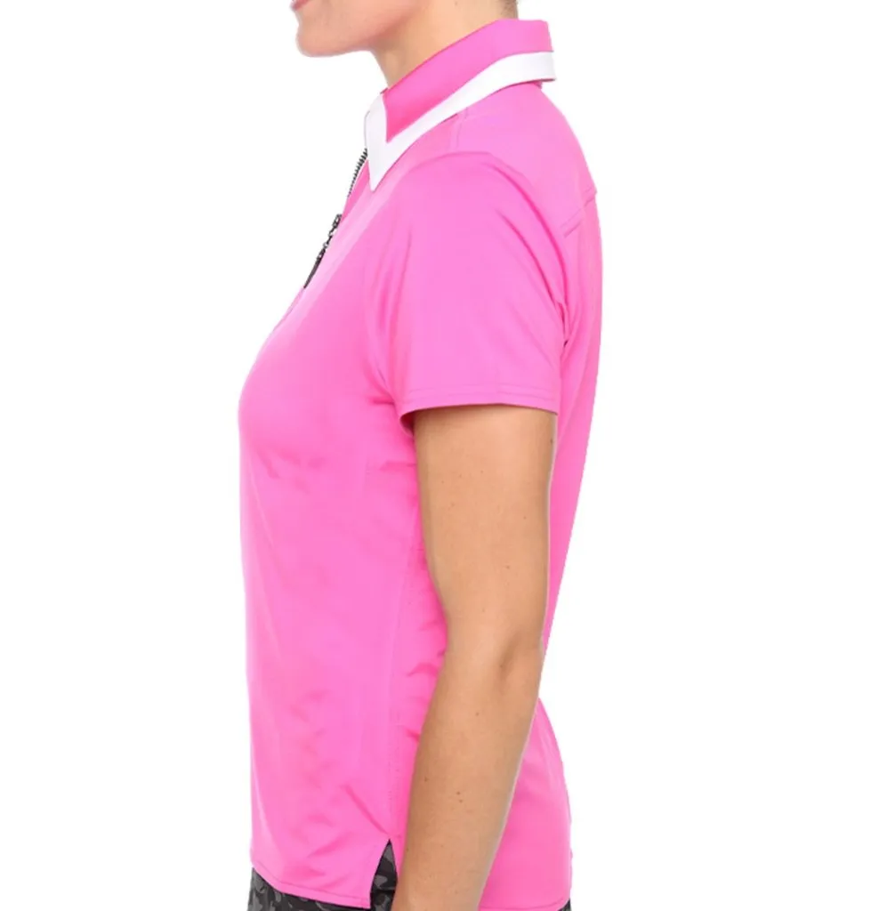 New Women's Belyn Key Hot Pink Birdie Cap Sleeve Golf Polo Size S MSP$108