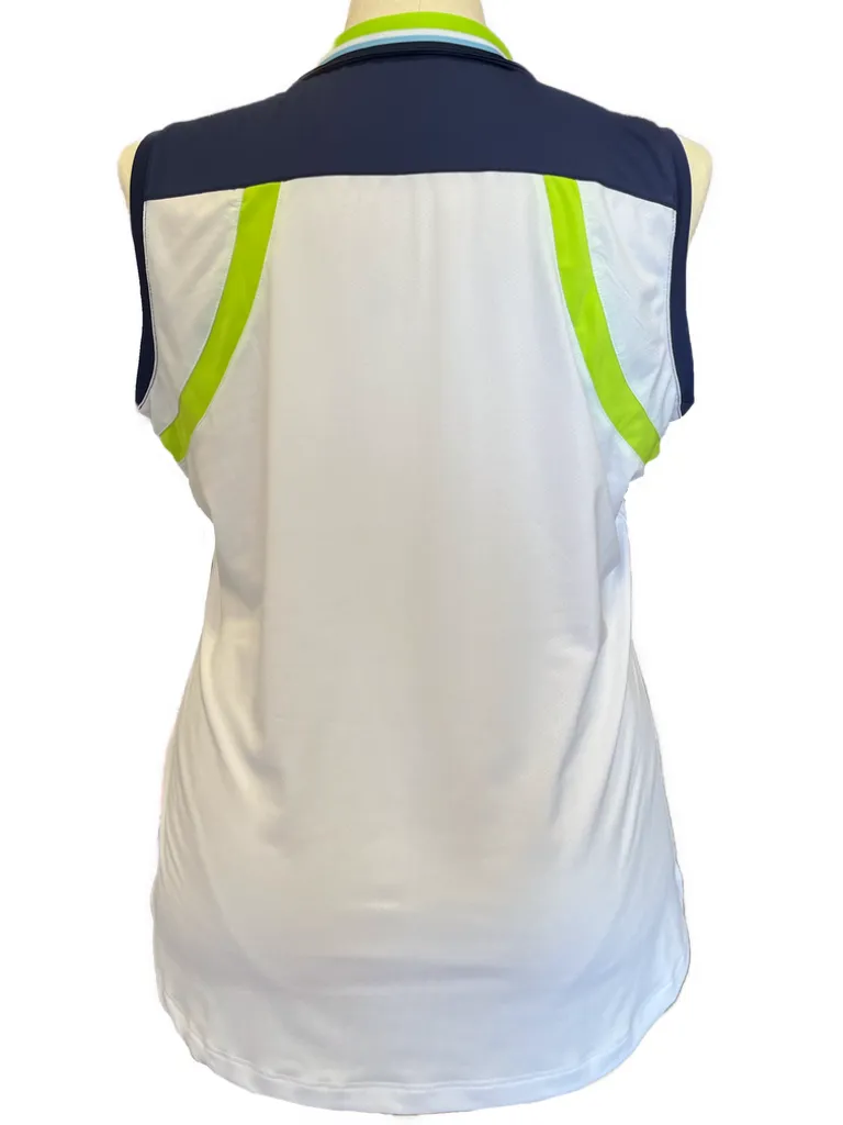 New Women's EP NY Navy & White Colorblock Sleeveless Golf Top Size XL MSP$80